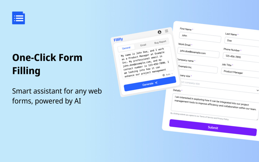 Fillify Landing Page