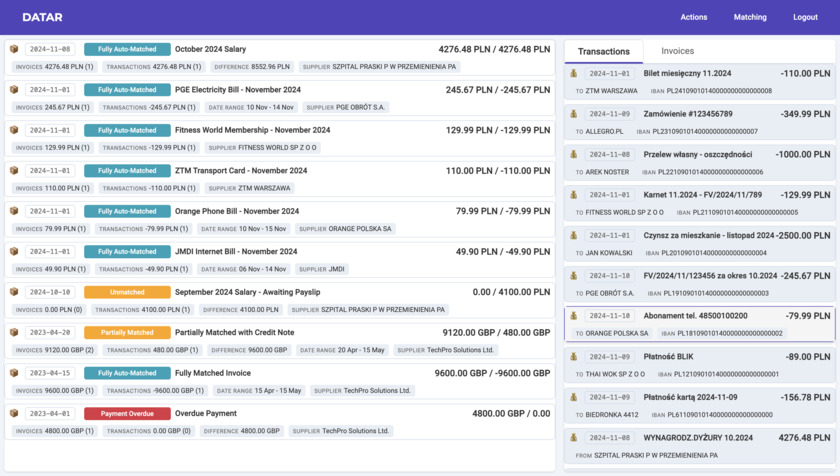 Datar App The view of reconciliation UI. Datar App The view of reconciliation UI.