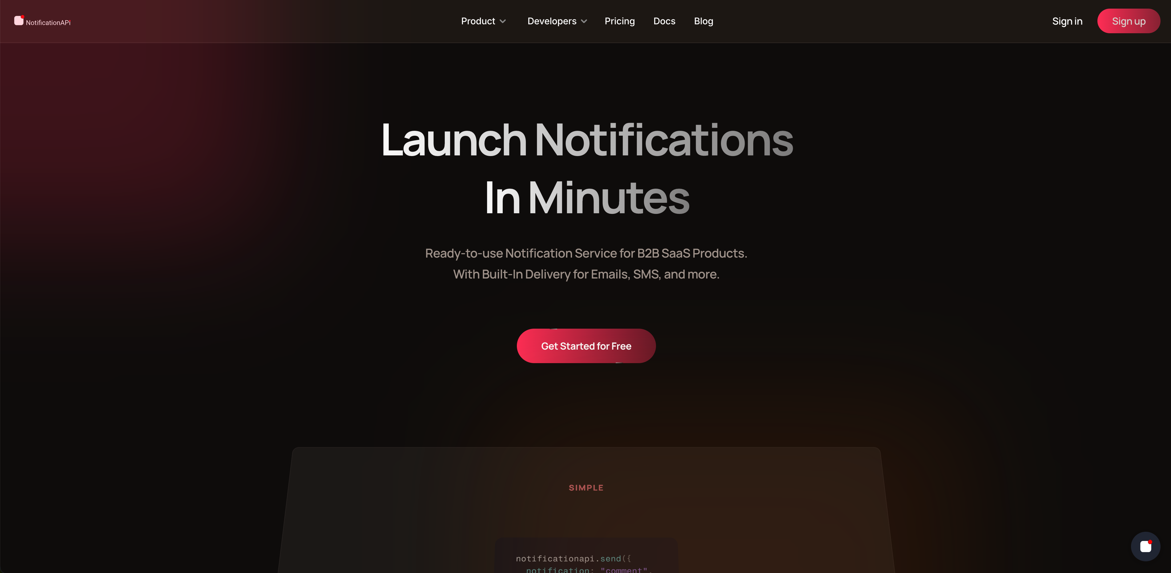 NotificationAPI Website