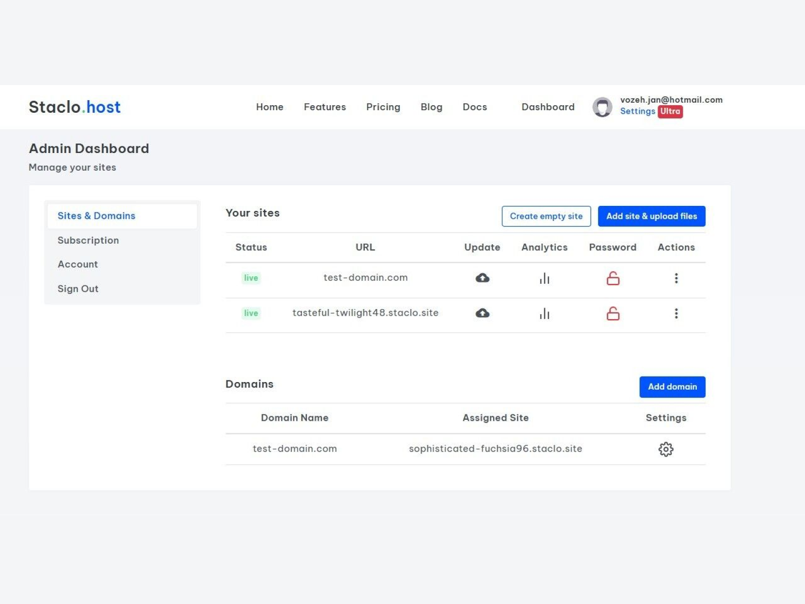 Staclo.host Staclo.host Demo