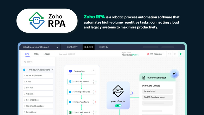 Zoho RPA Landing Page