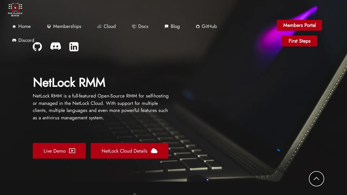 NetLock RMM Landing page