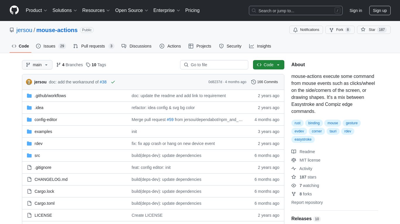 Mouse Actions Landing page
