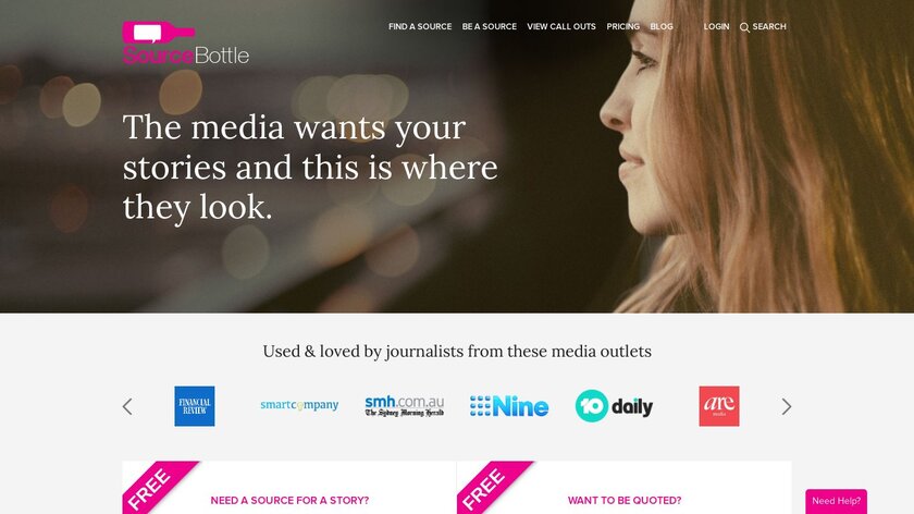 SourceBottle Landing Page