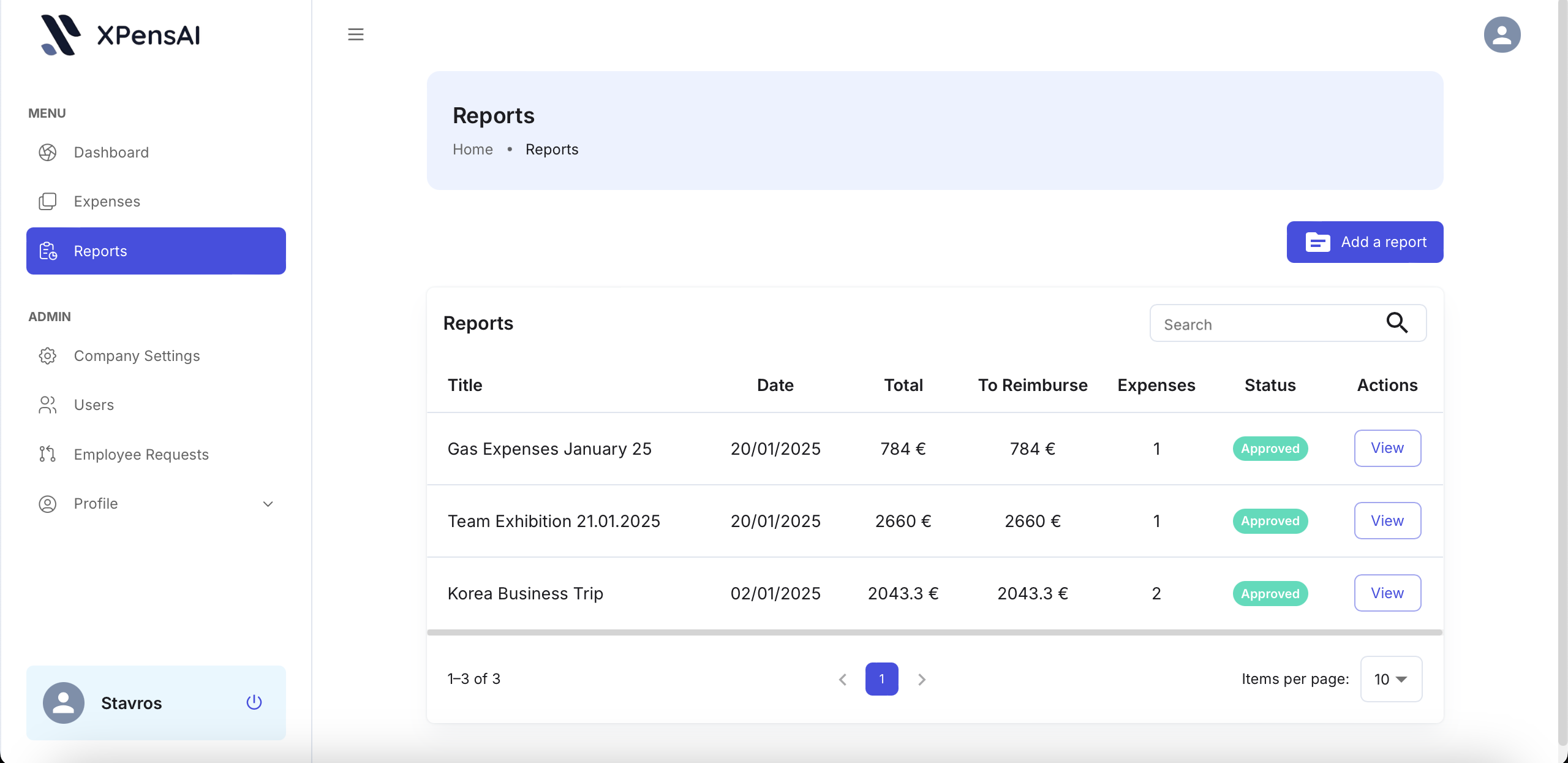 XPensAI Expense Reports