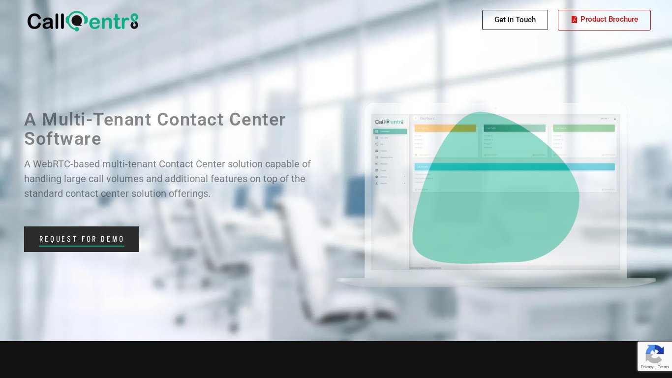CallCentr8 Landing page