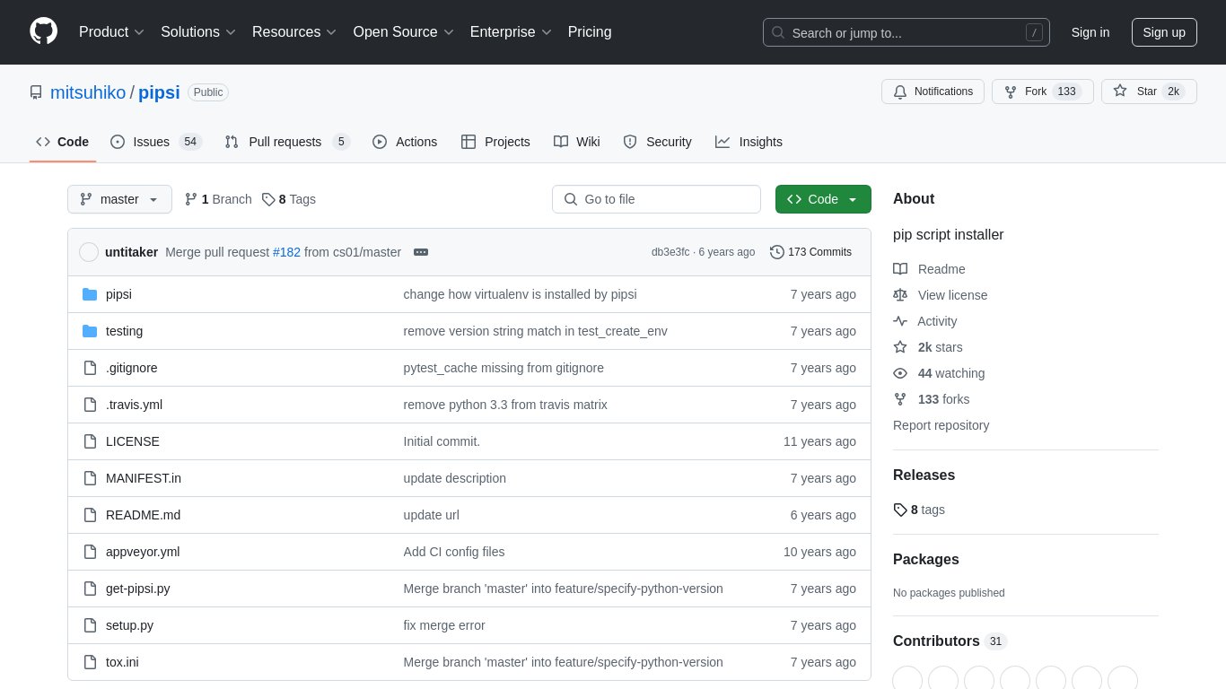 pipsi Landing page