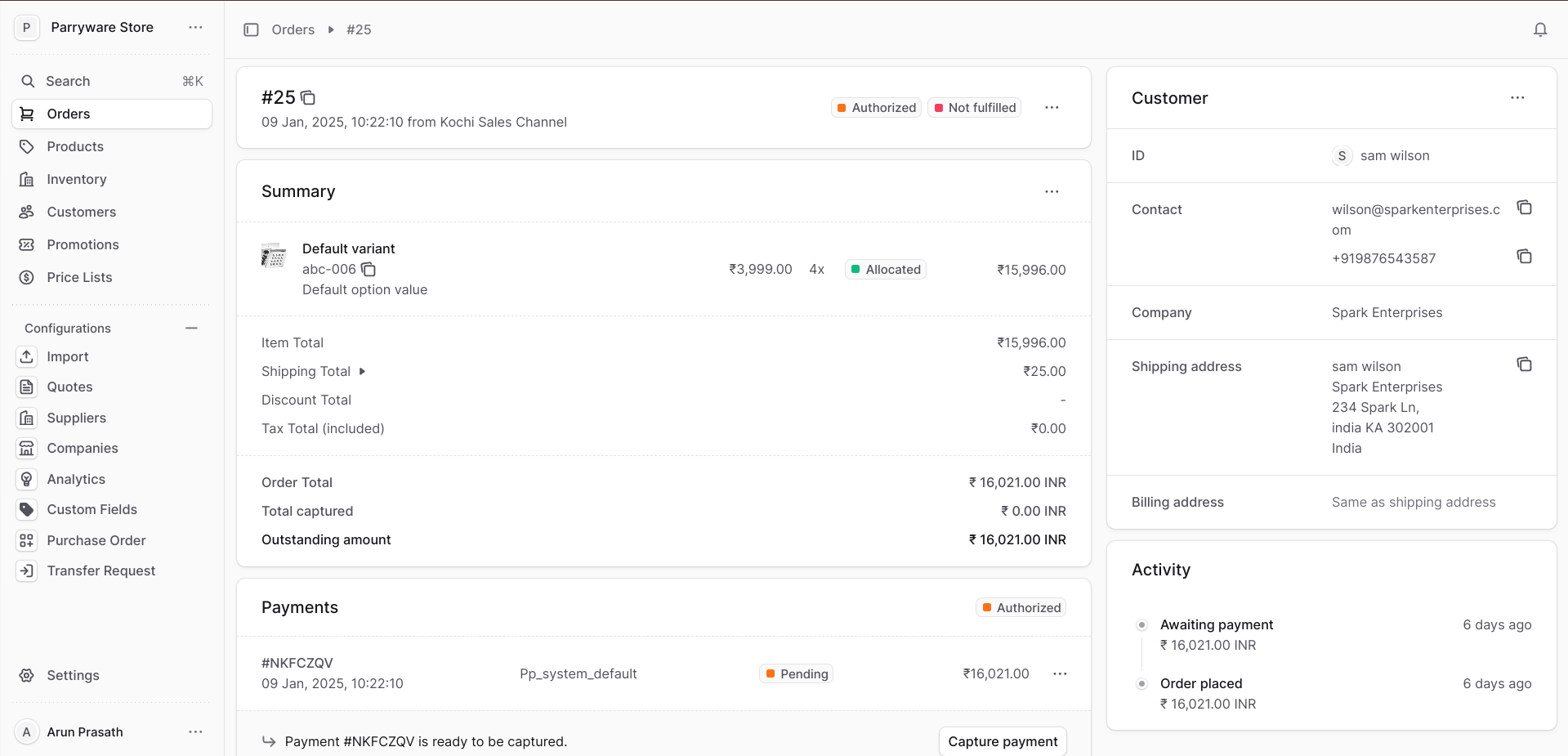 Retalp Orders