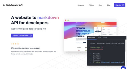 Webcrawler API screenshot