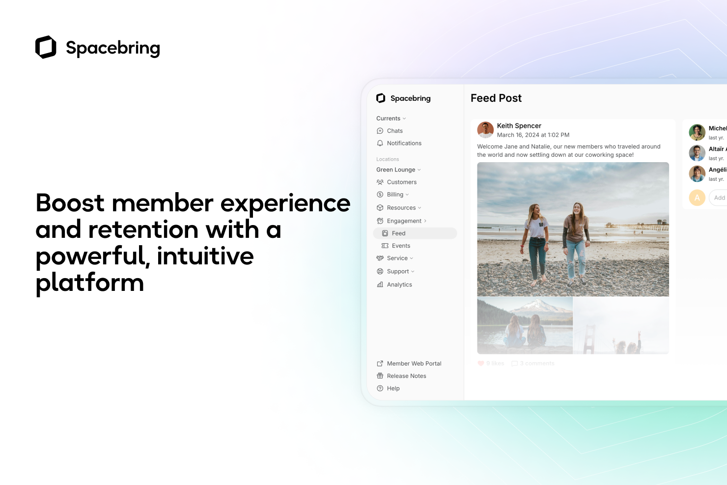 Spacebring Boost member experience and retention with a powerful, intuitive platform