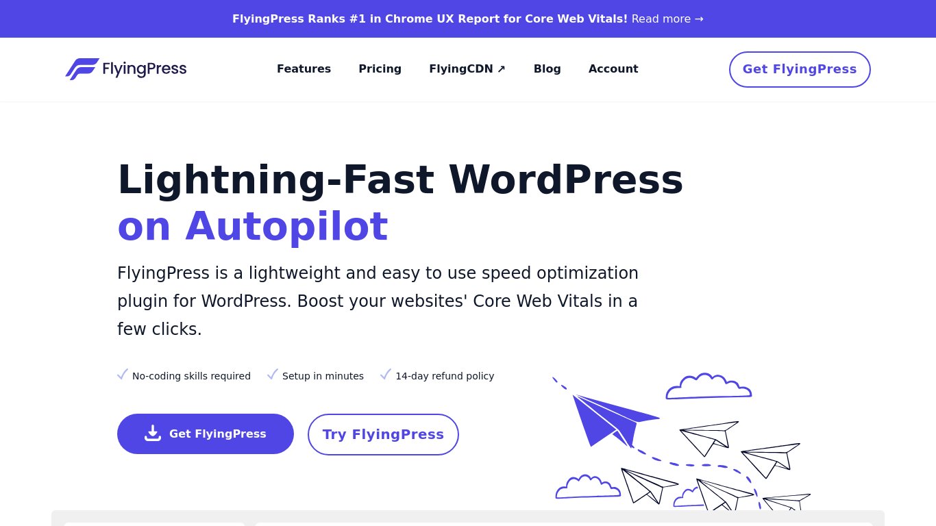 FlyingPress Landing page