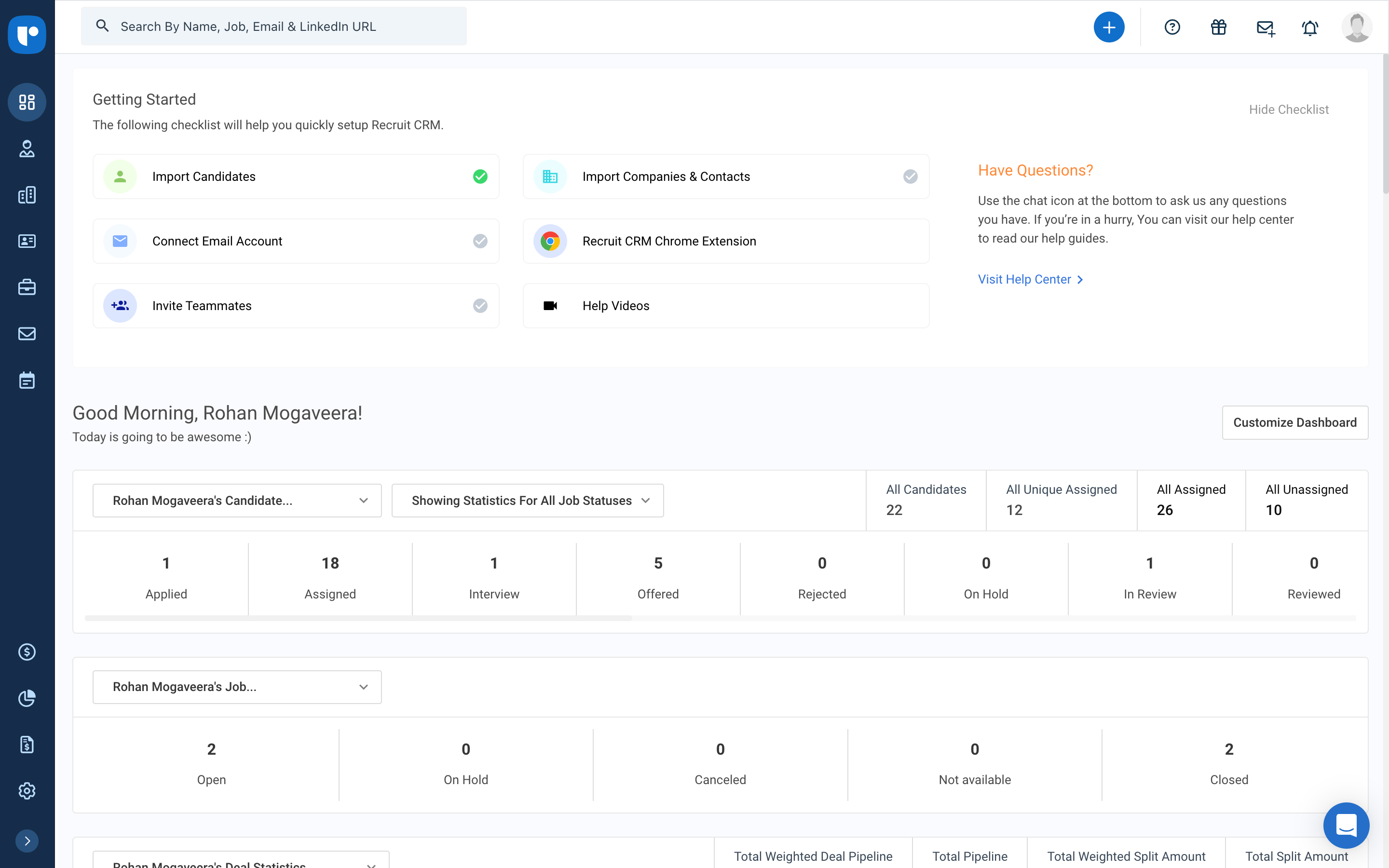 Recruit CRM Dashboard RCRM