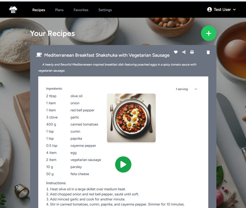 Menuistia Recipe view Menuistia Recipe view