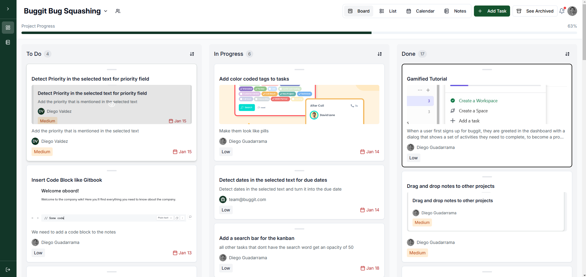Buggit Buggit Kanban Board