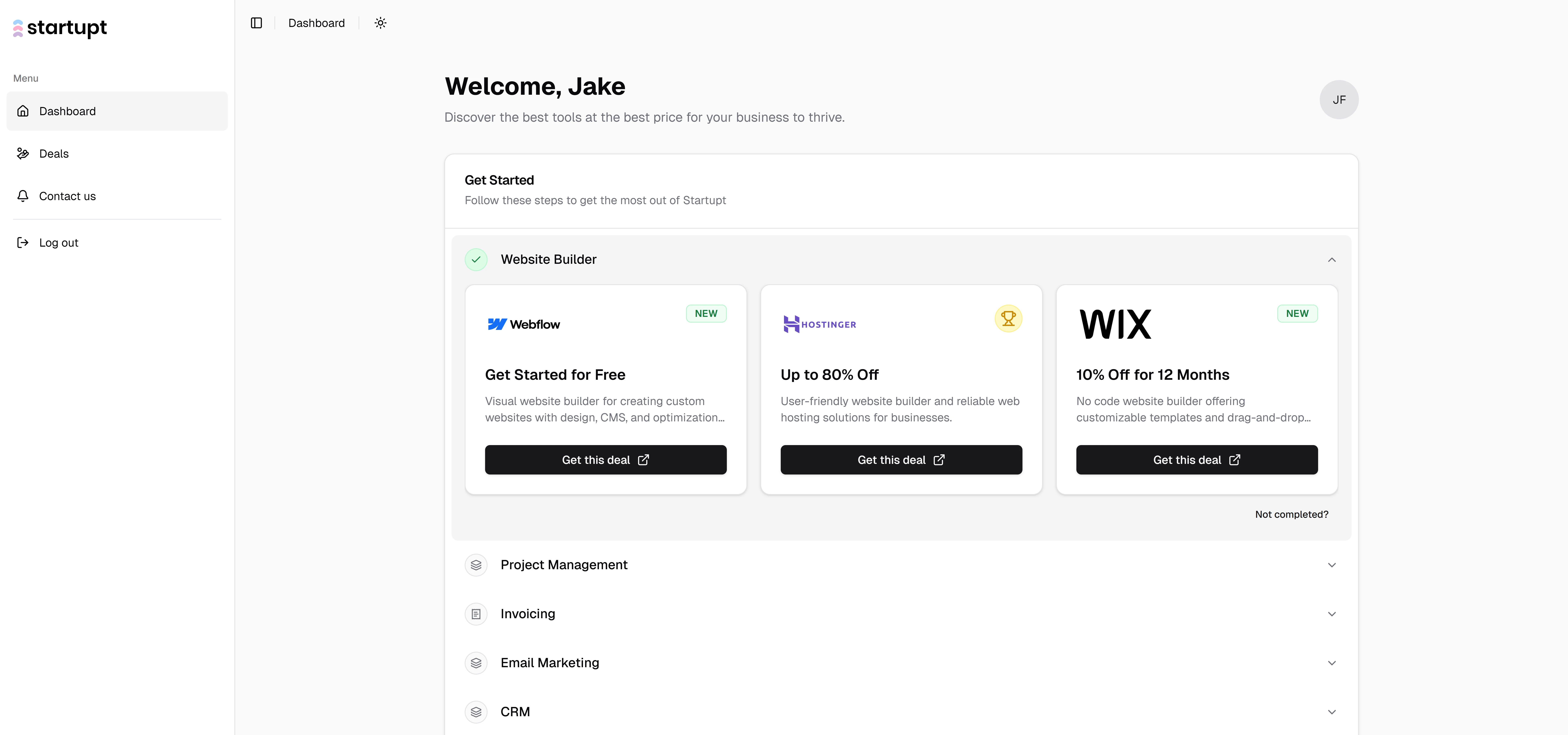 Startupt dashboard