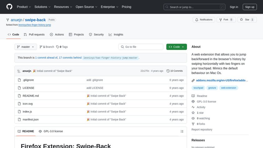Swipe Back for Firefox Landing Page