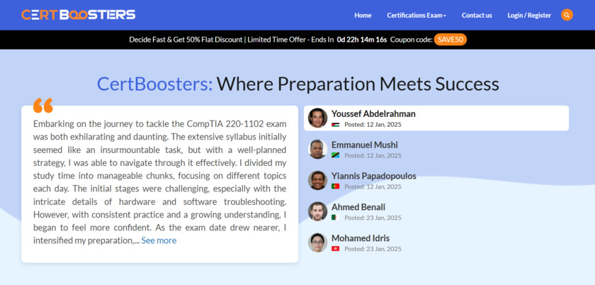 CertBoosters Landing Page