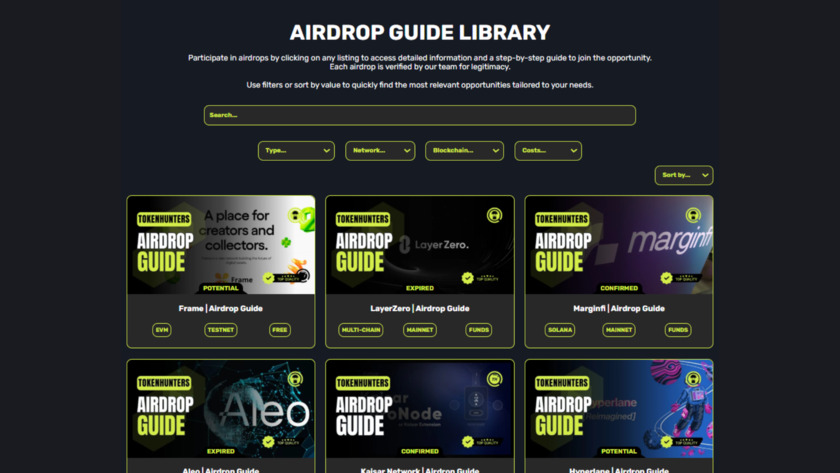 TokenHunters.xyz Crypto Airdrops Library TokenHunters.xyz Crypto Airdrops Library