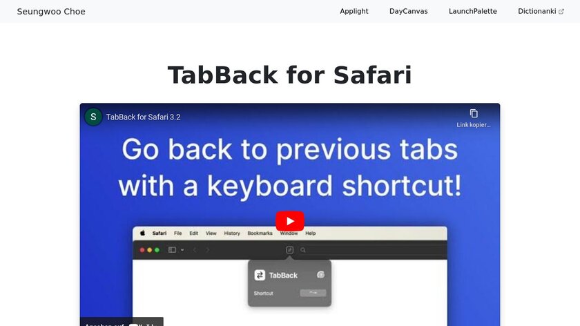TabBack Landing Page