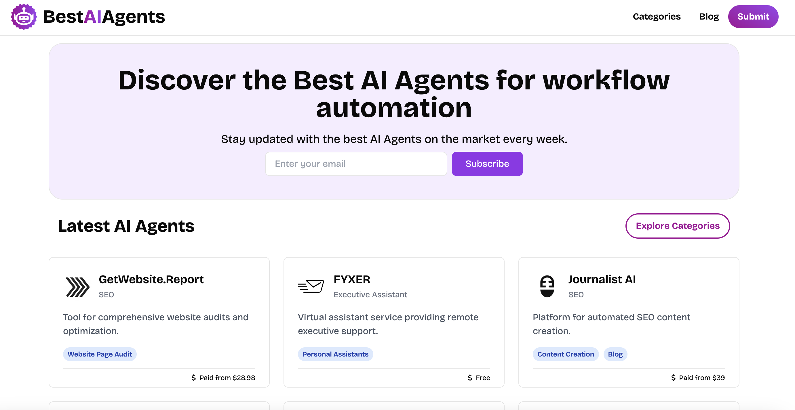BestAIAgents.ai Landing