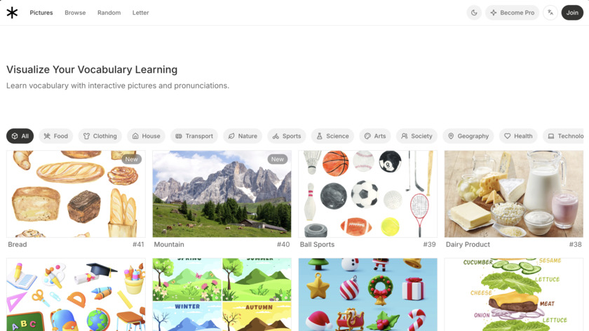 Visual Dict Landing Page