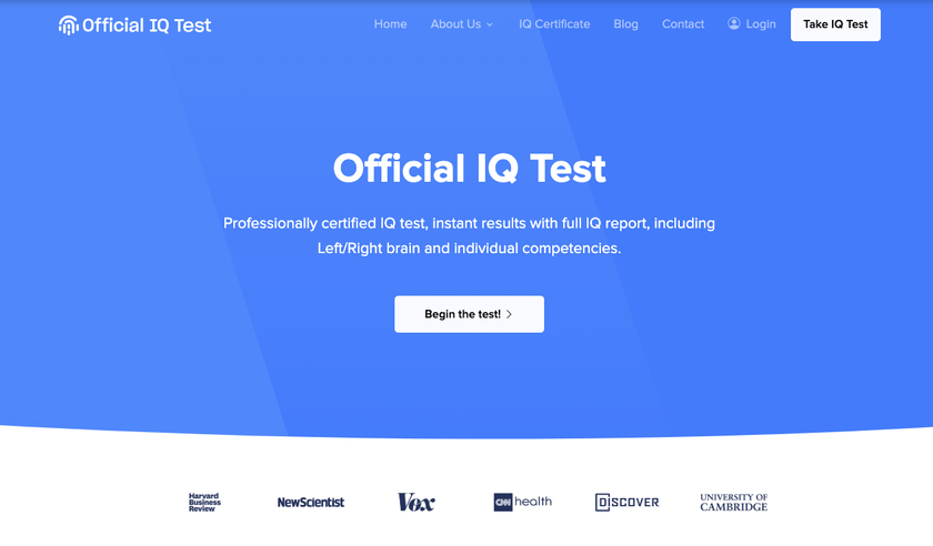 Official IQ Test Home Page Official IQ Test Home Page