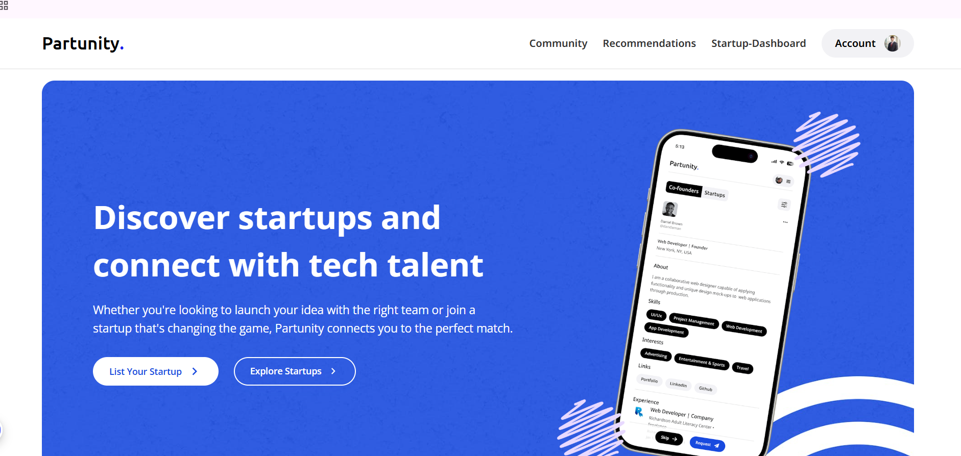 Partunity Landing Page