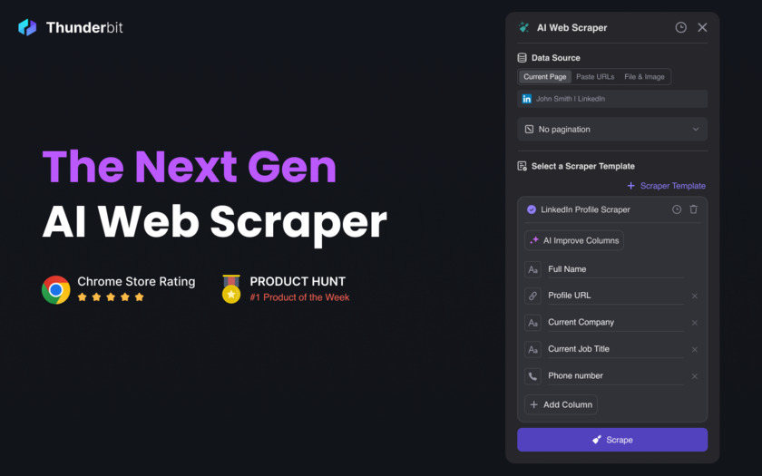 Thunderbit Landing Page