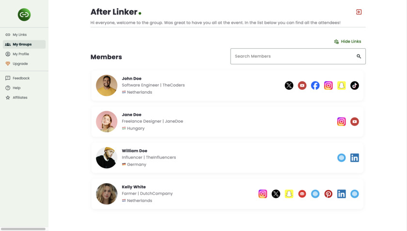 AfterLinker Landing Page