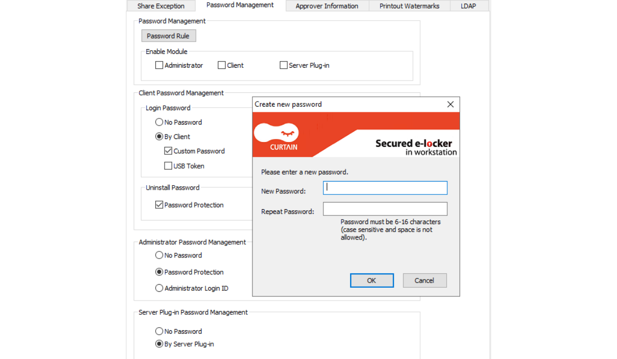 Curtain LogTrace Uninstall password protection