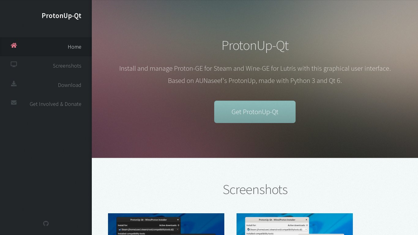 ProtonUp-Qt Landing page
