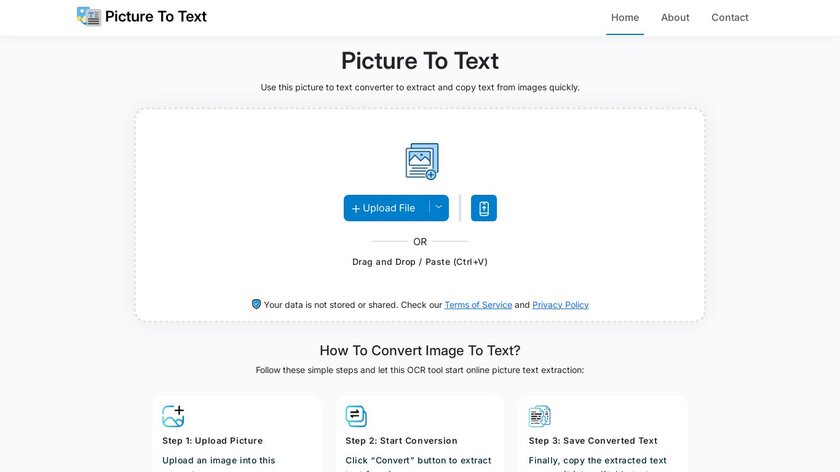 PicturetoText.io  Landing Page
