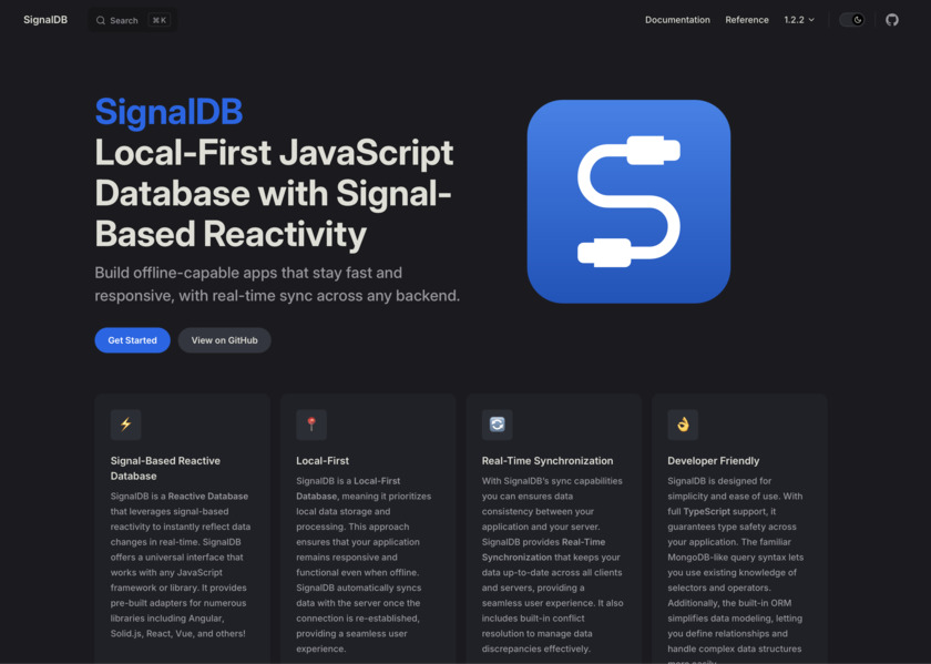 SignalDB Landing Page