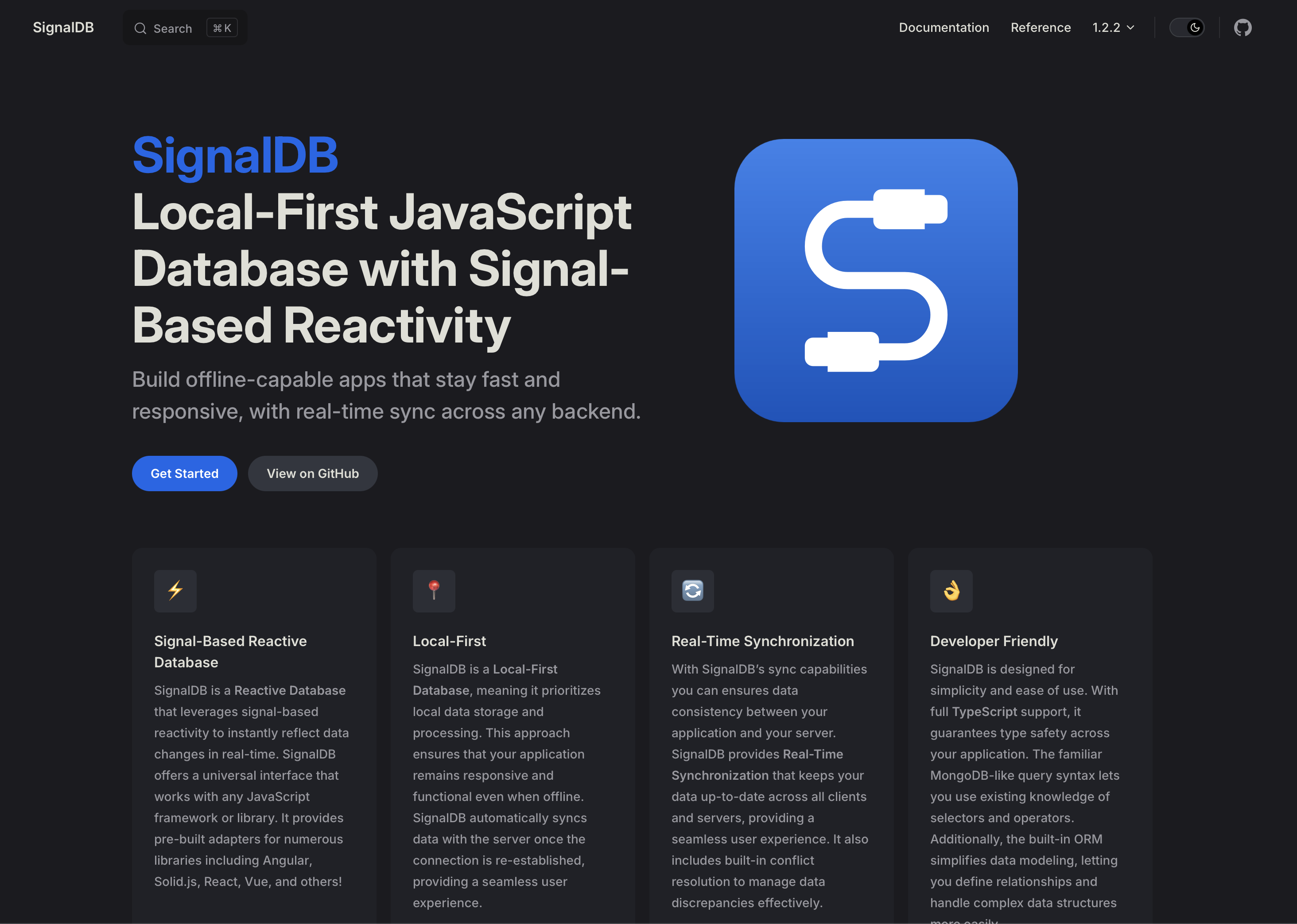 SignalDB Landing page