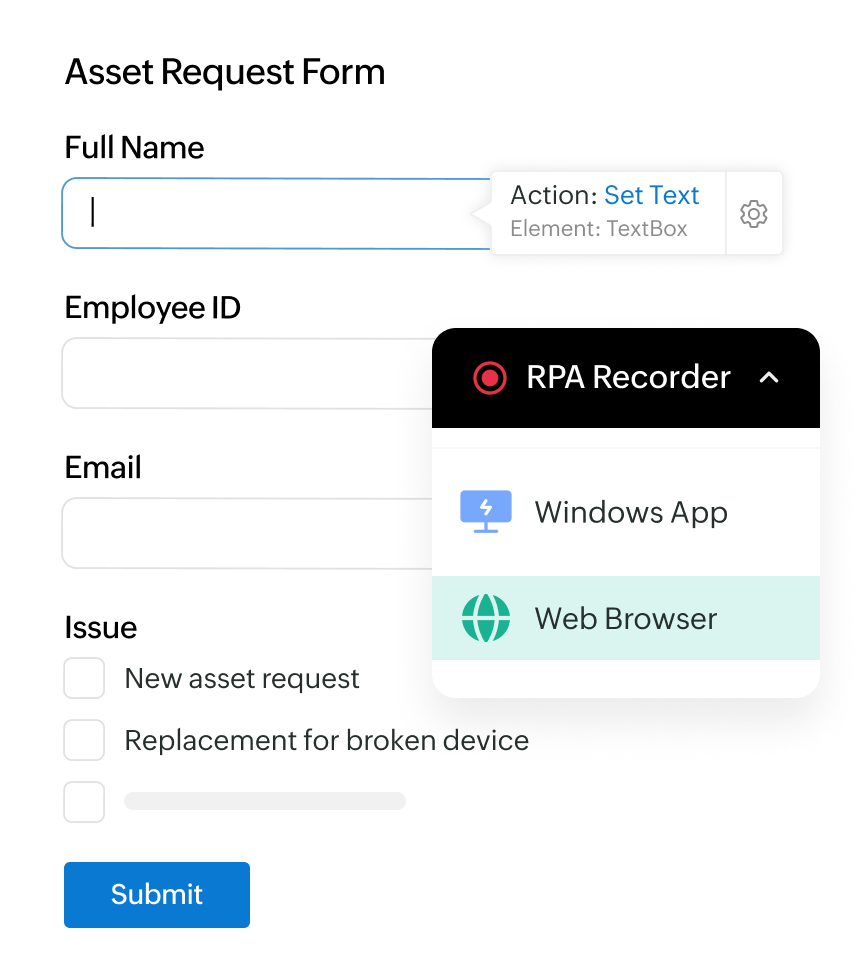 Zoho RPA Web automation using RPA recorder