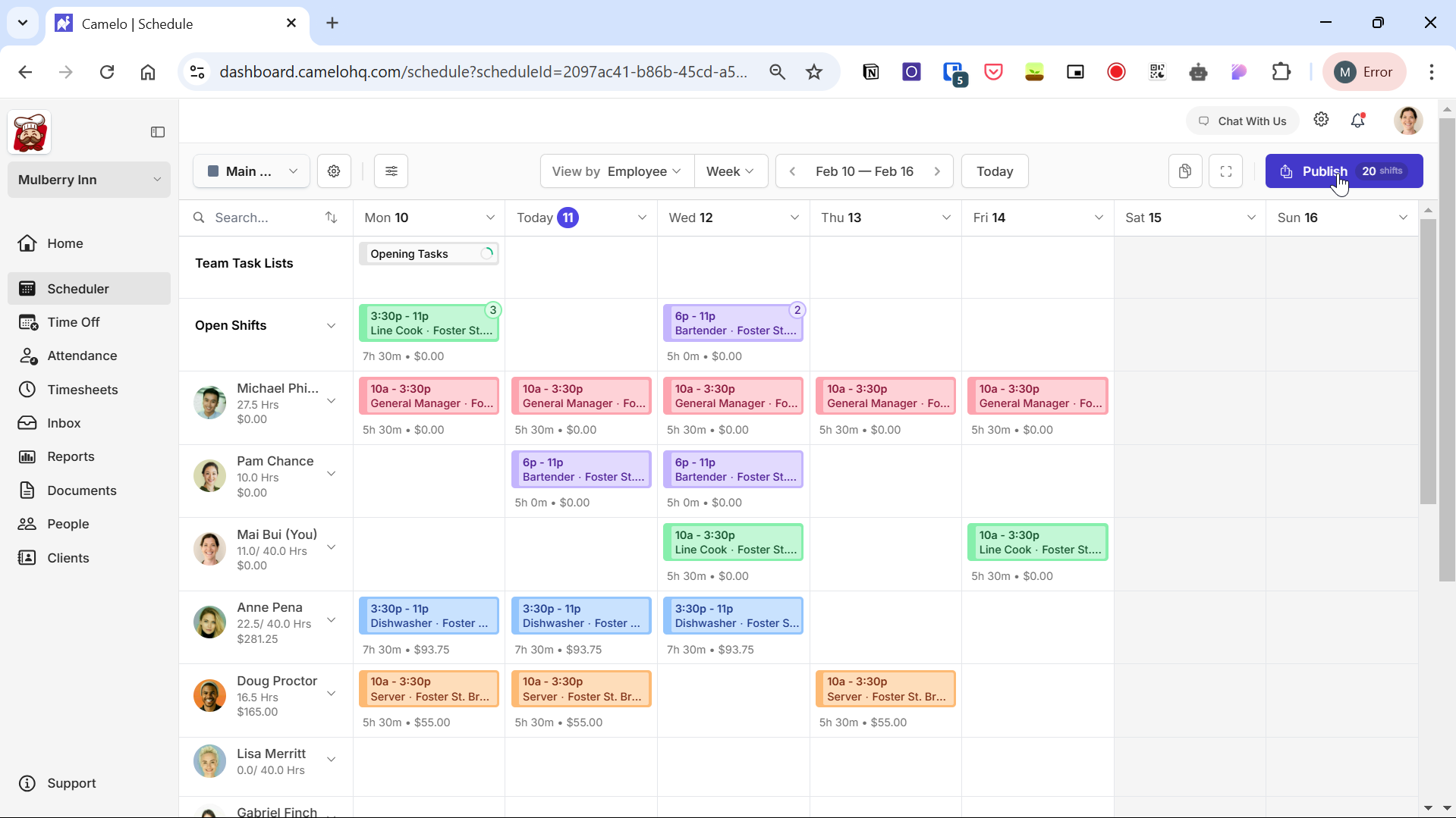 Camelo Scheduler on Camelo