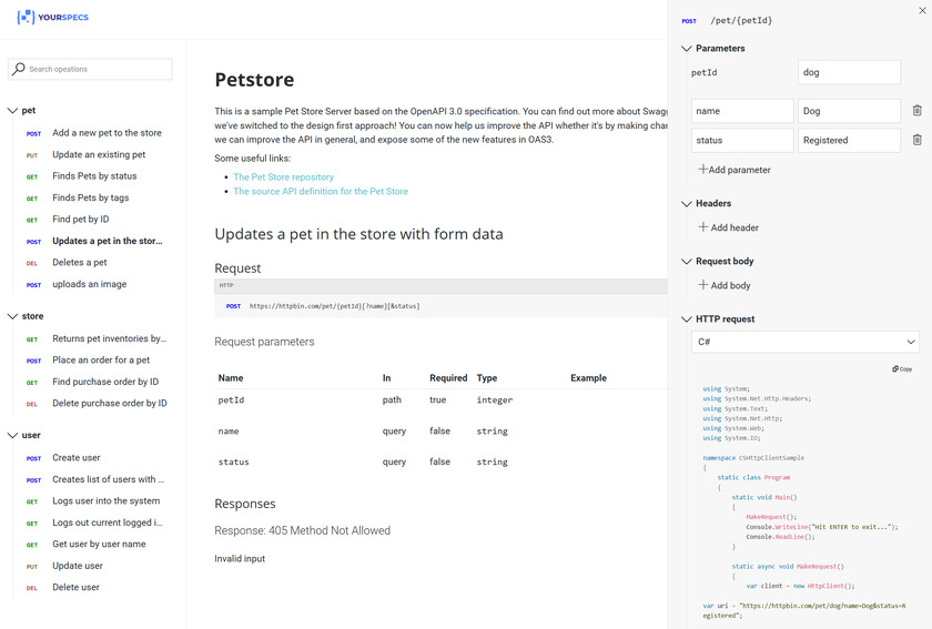 YourSpecs Online Landing Page