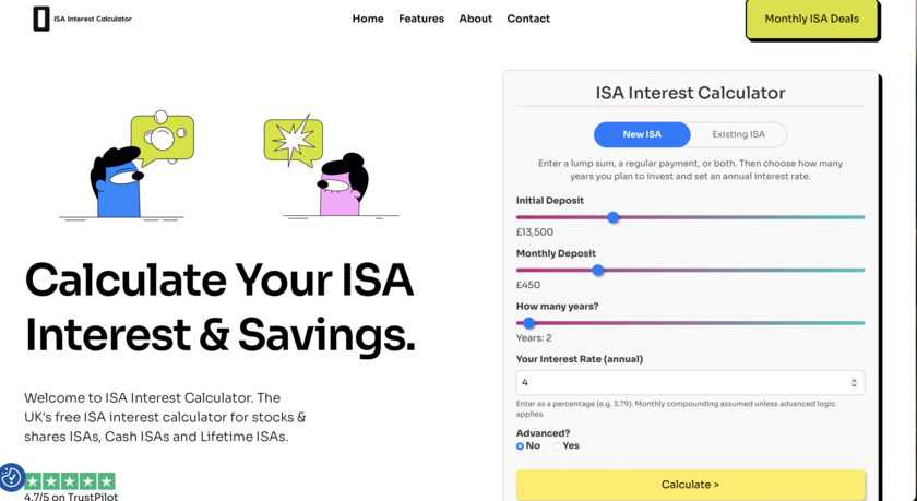ISA Interest Calculator Landing Page ISA Interest Calculator Landing Page