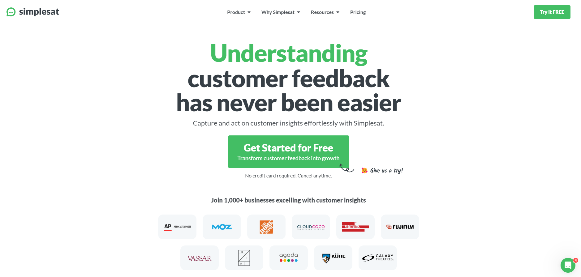 Simplesat Landing page