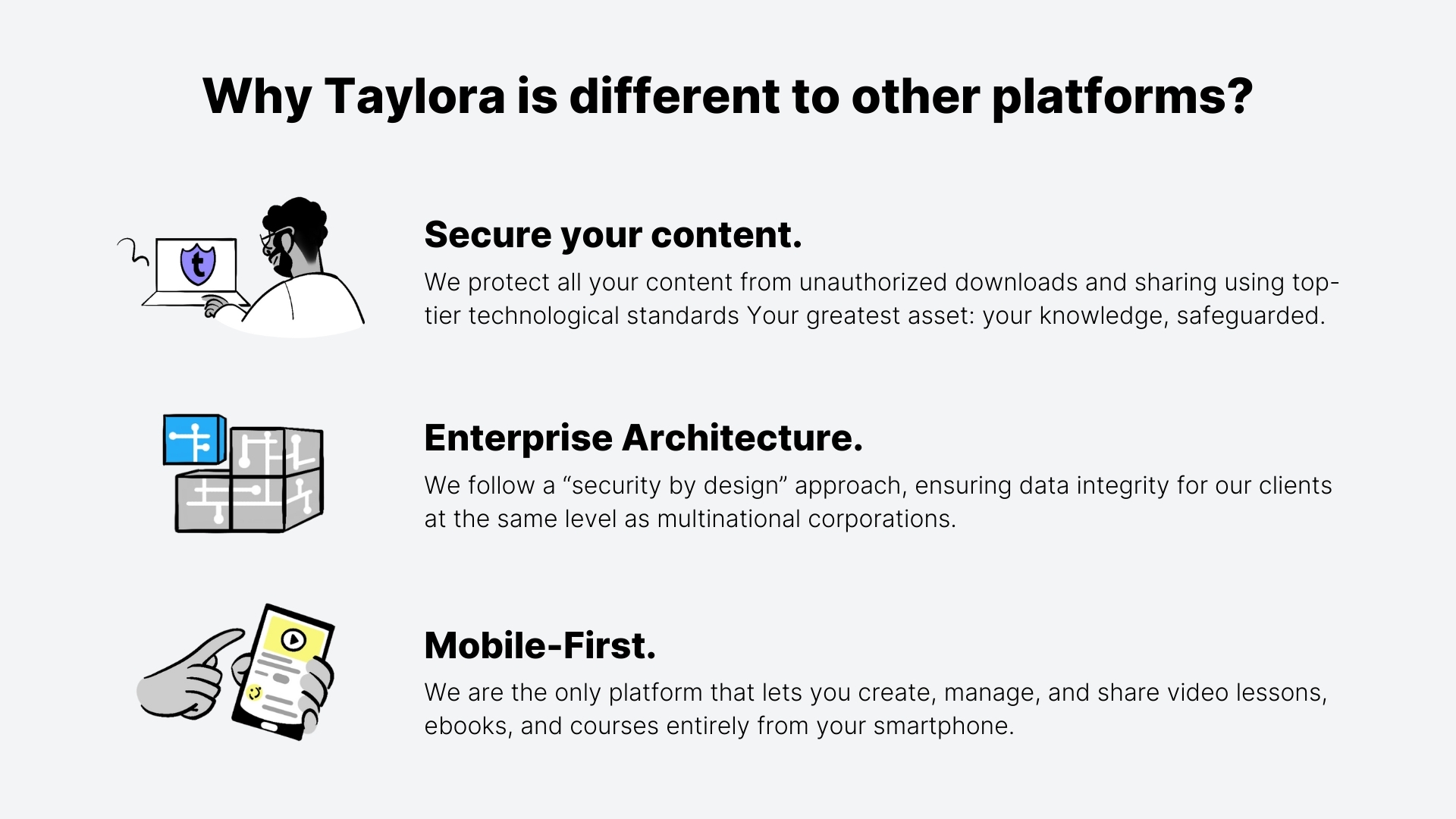 Taylora Why Taylora is different to other platforms?