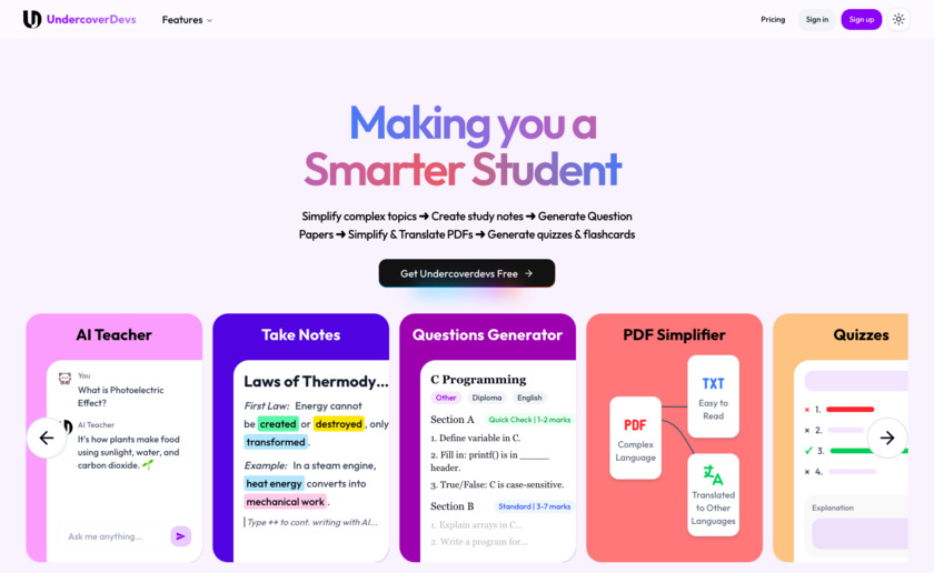 Undercoverdevs Landing Page