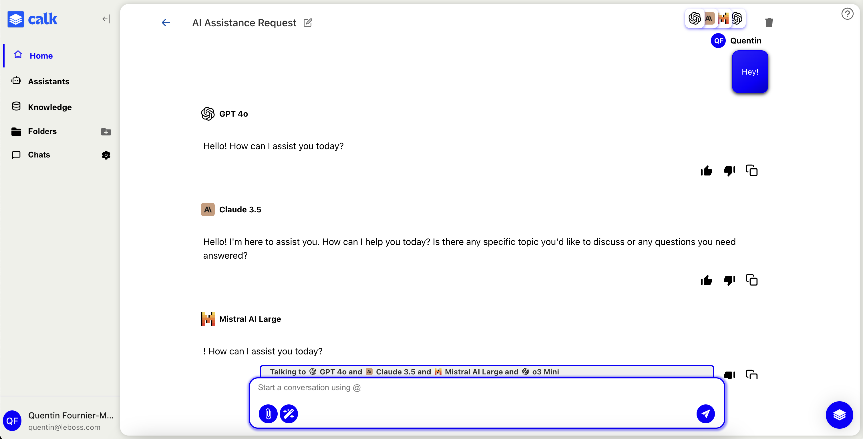 Calk AI Chat Section