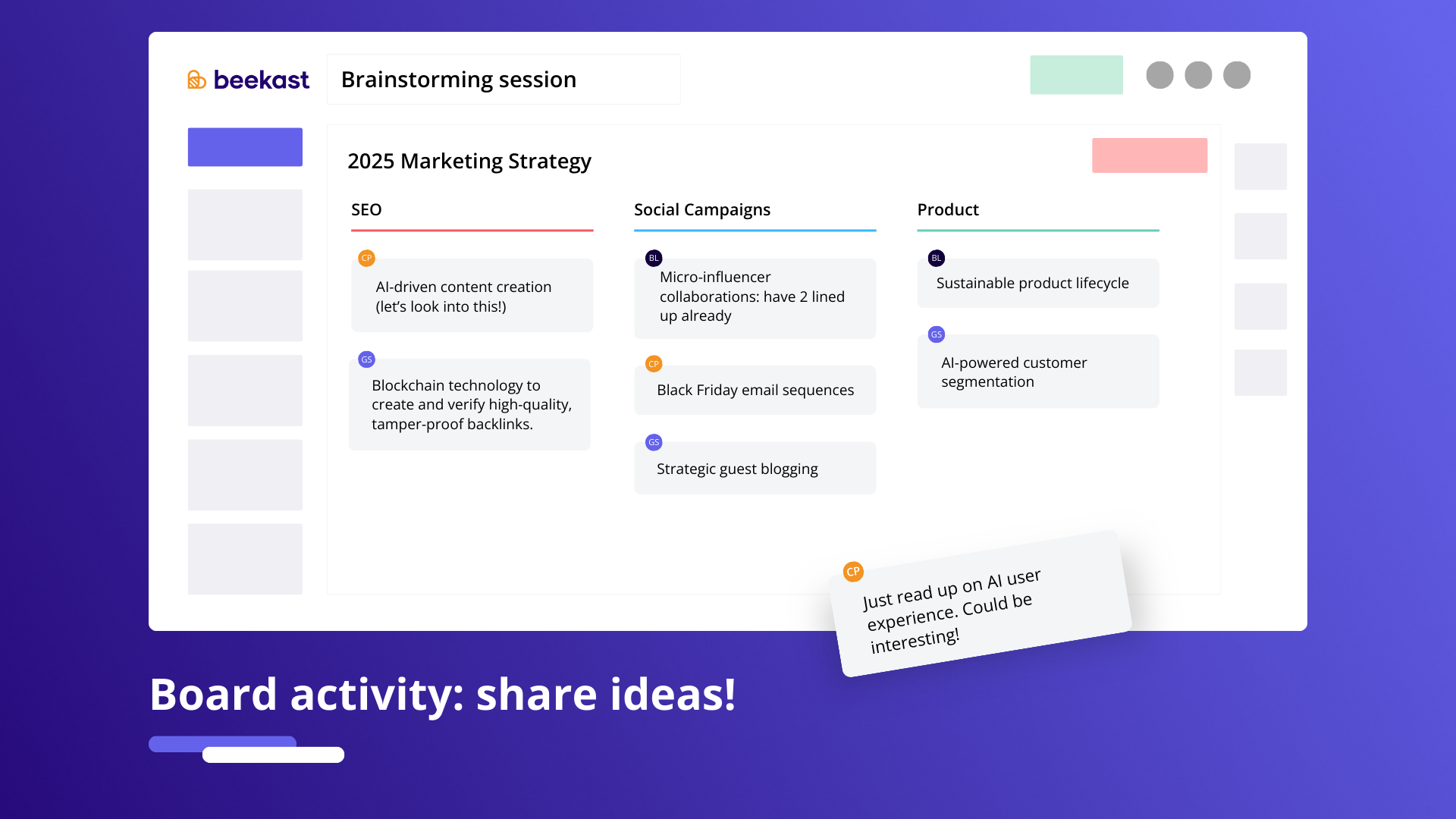 Beekast Brainstorm with your team
