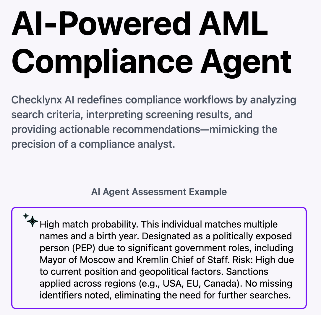 Checklynx AI Powered AML Compliance Agent