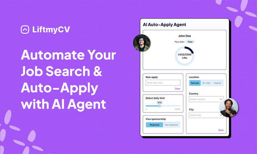 LiftmyCV User interface of the AI Auto-Apply Agent on LiftmyCV LiftmyCV User interface of the AI Auto-Apply Agent on LiftmyCV