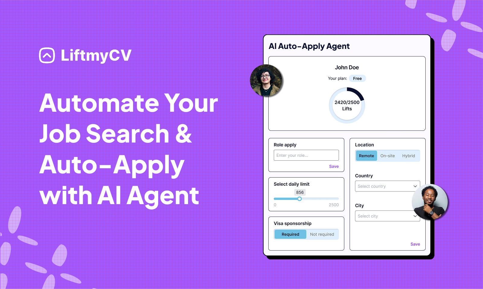 LiftmyCV User interface of the AI Auto-Apply Agent on LiftmyCV