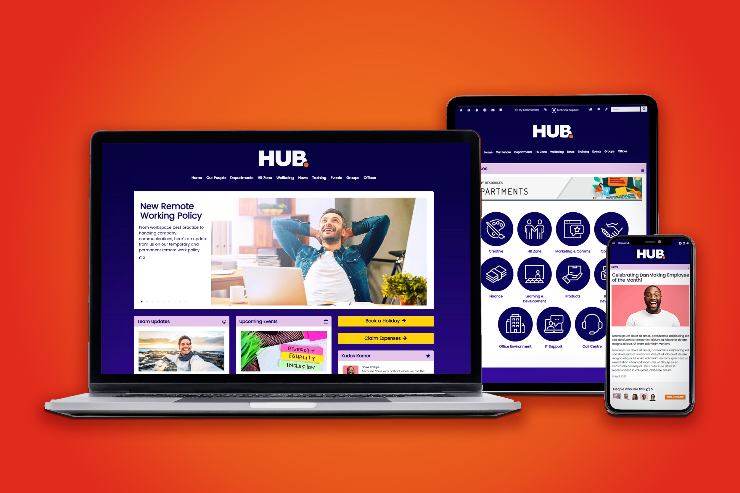 HUB Intranet Fully responsive intrant, accessible from anywhere on any device