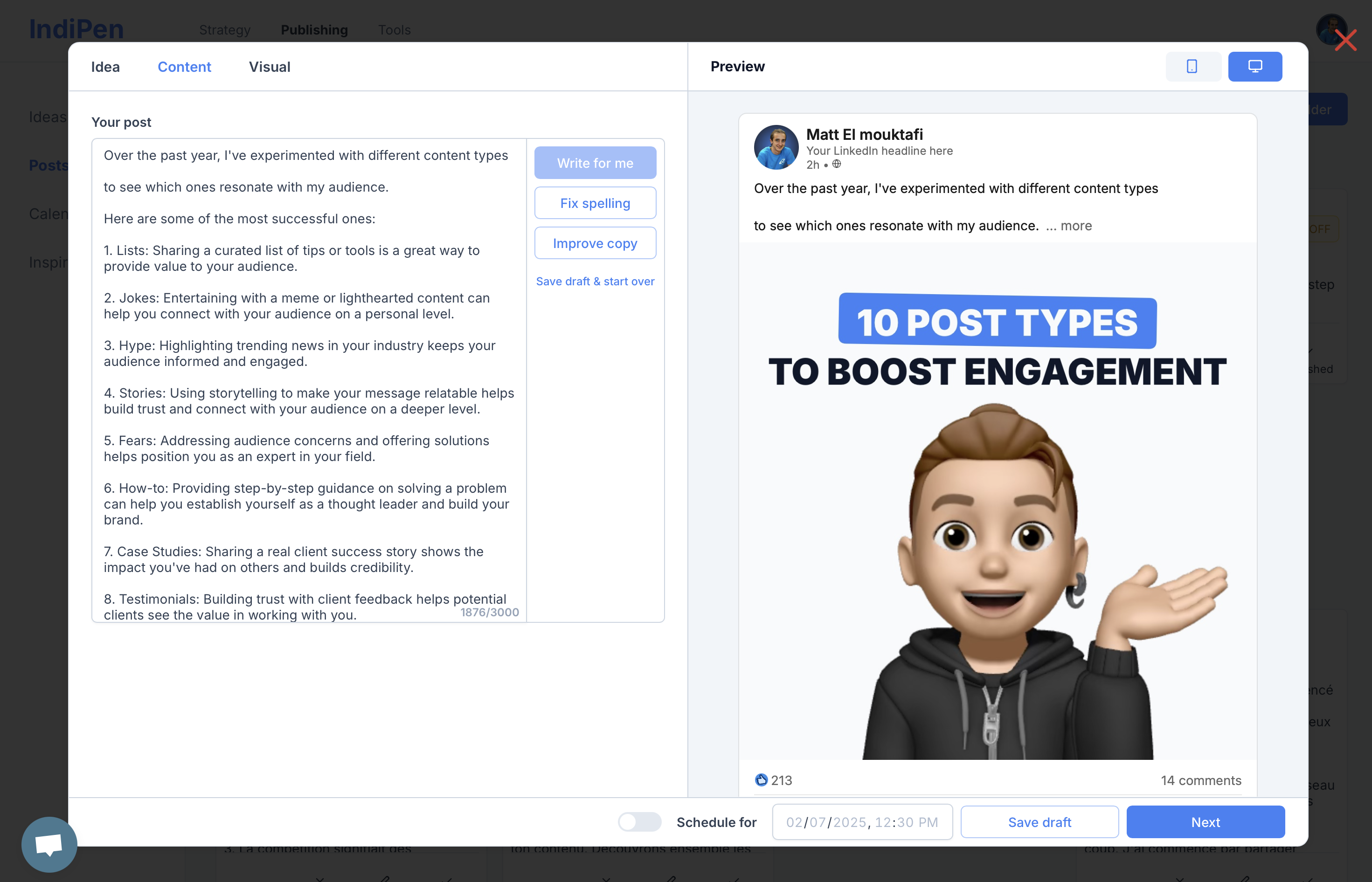 IndiPen.io Post builder