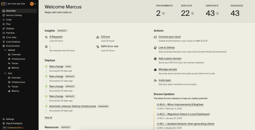 Encore.dev Landing Page