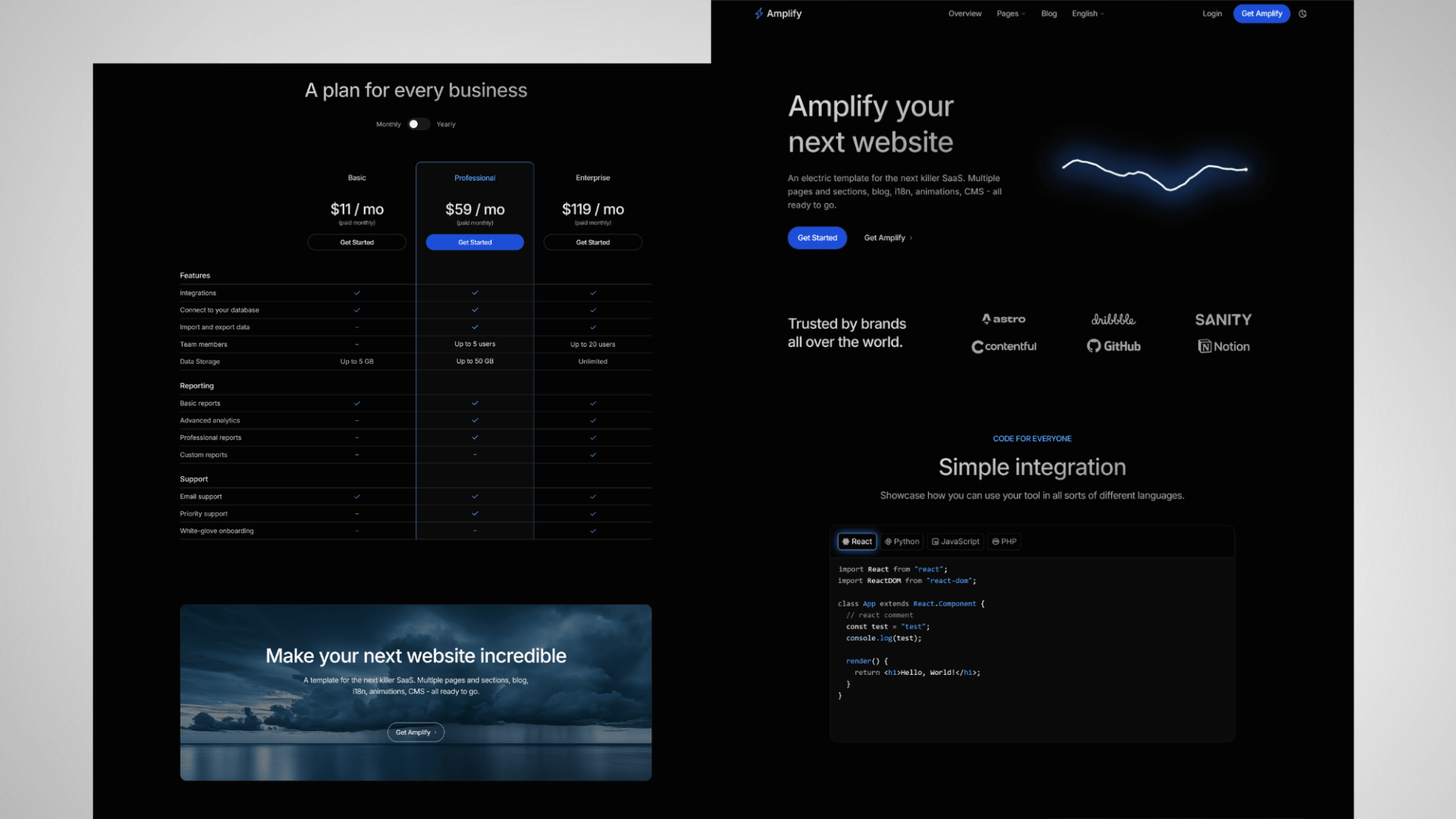Cosmic Themes Amplify SaaS Template